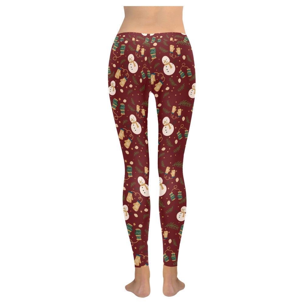 Brown Snowman Christmas Women's All-Over Low Rise Leggings