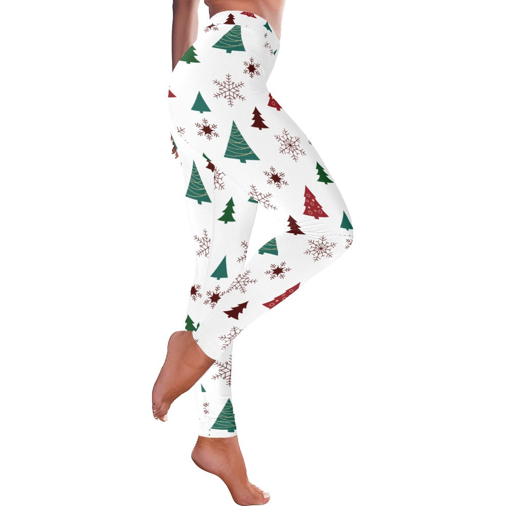 Christmas Trees & Snowflakes Women's All-Over Low Rise Leggings