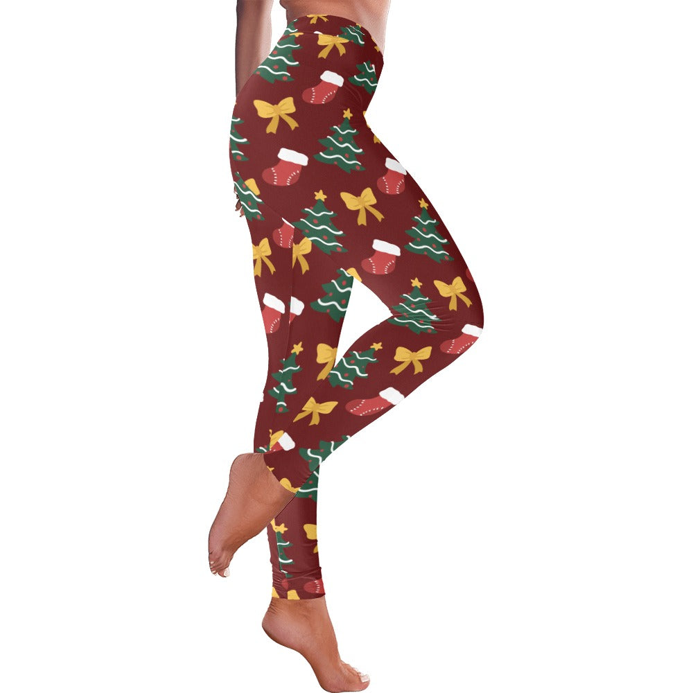 Christmas Tree Bow Women's All-Over Low Rise Leggings