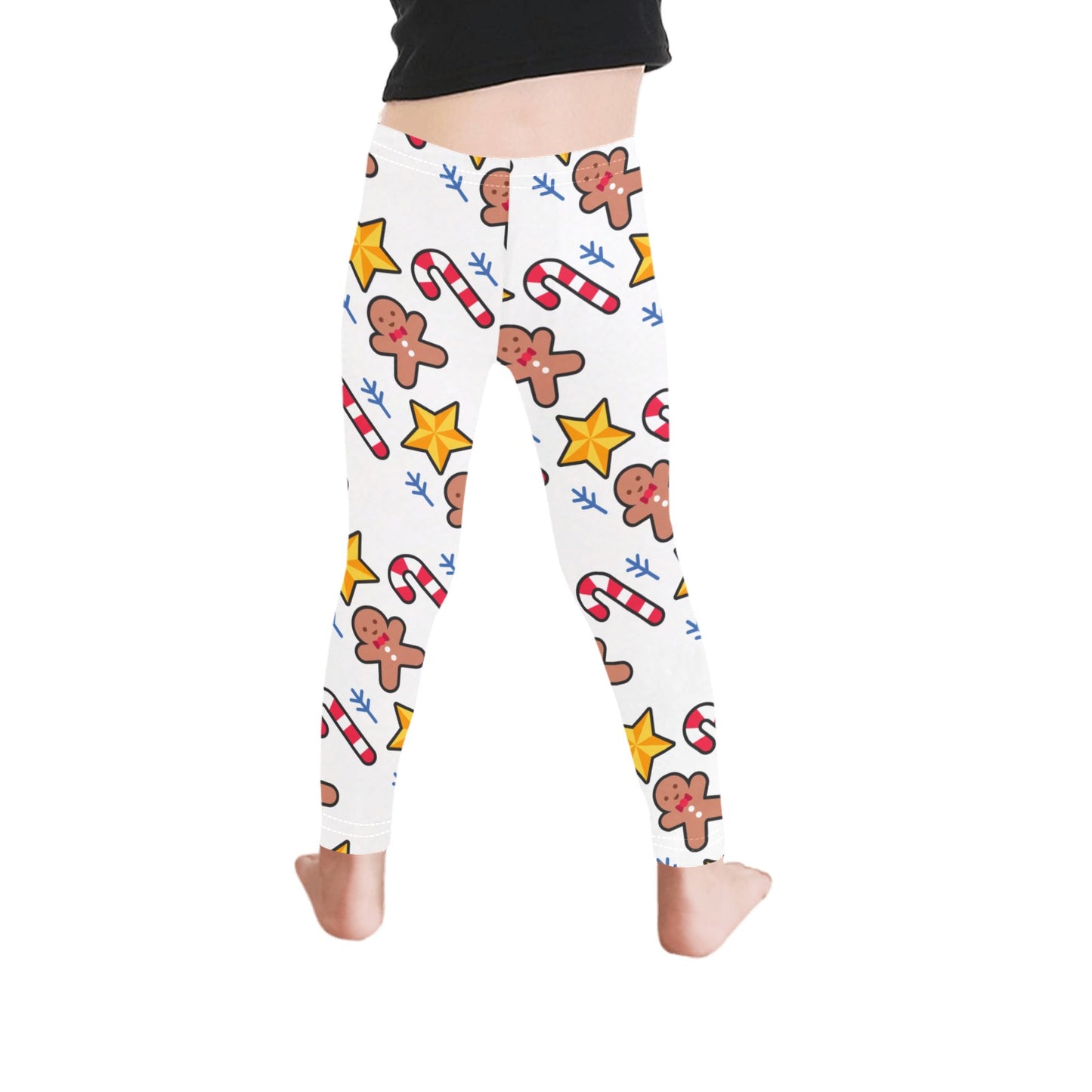 Candy Cane Gingerbread Star All-Over Print Girls Leggings