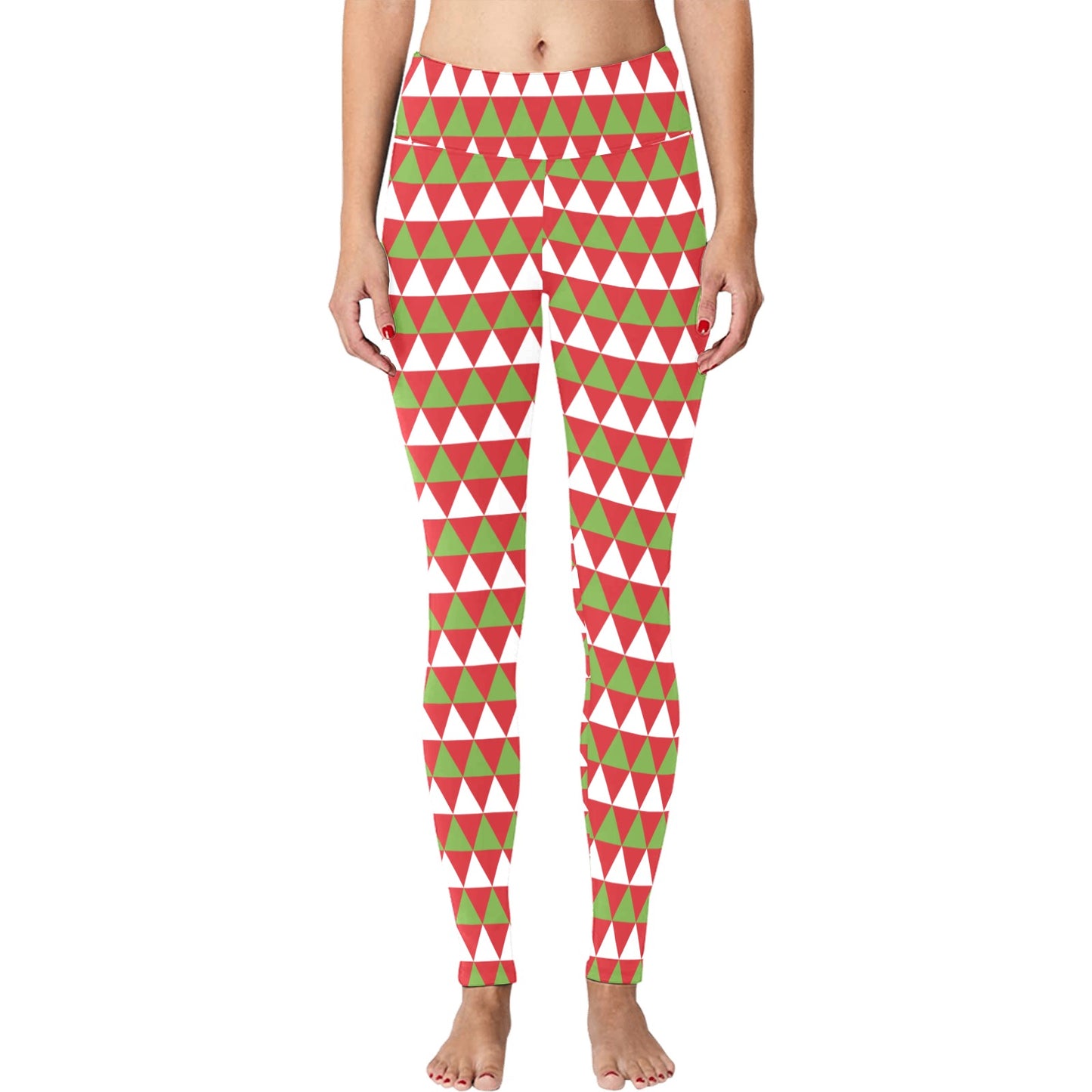 Red Green White Christmas Running Women's Workout Leggings