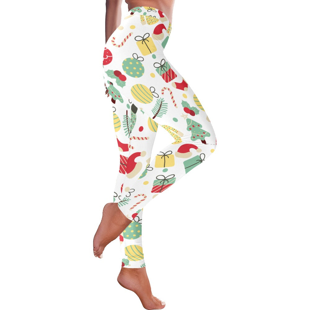 Christmas-Themed All-Over Low Rise Leggings for Women