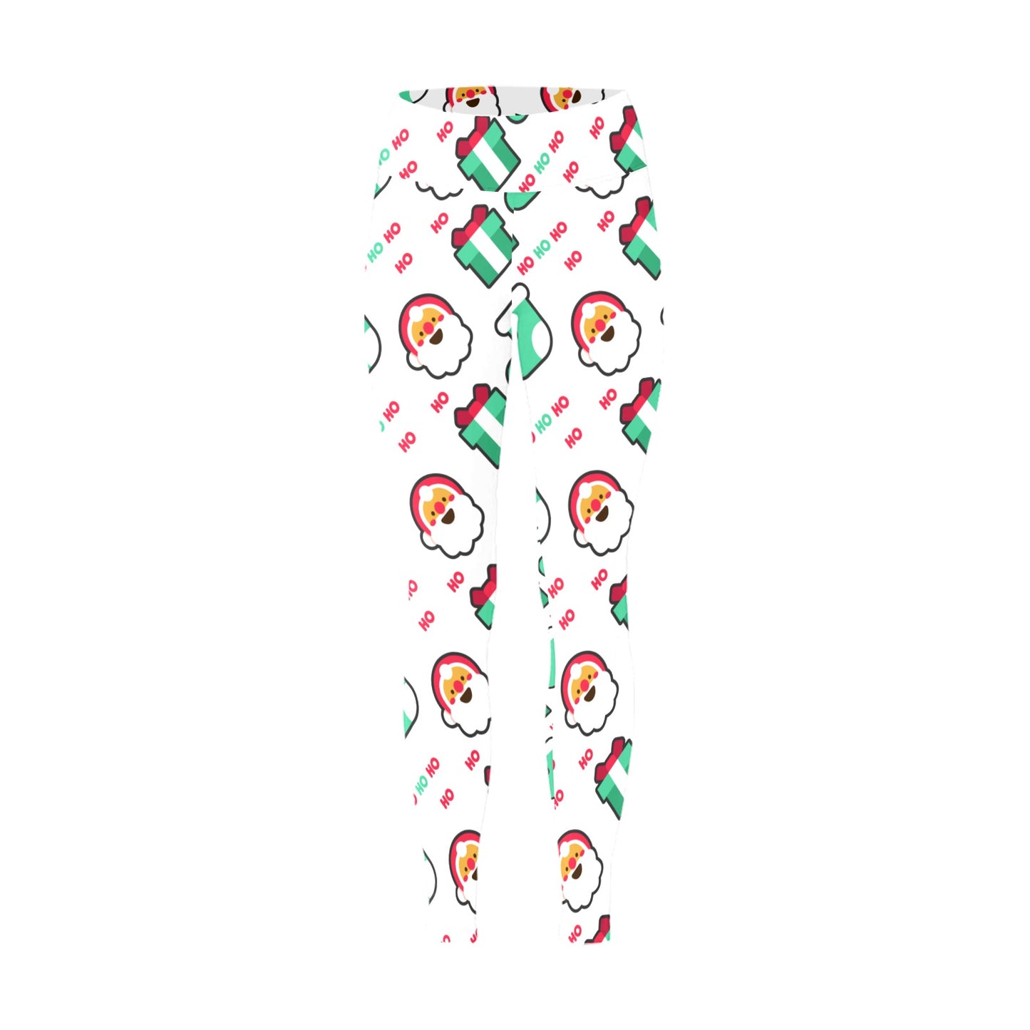 White Ho Ho Ho Santa Stocking Gifts Christmas Running Women's Workout Leggings