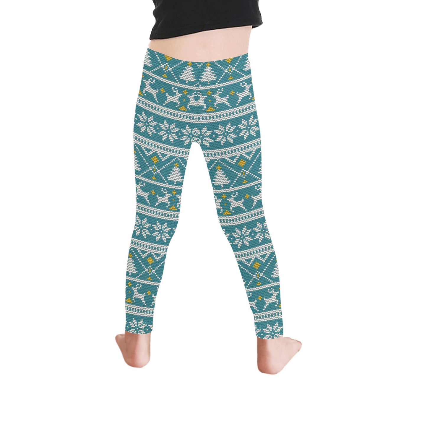 Festive Nordic Knit Christmas Leggings for Girls