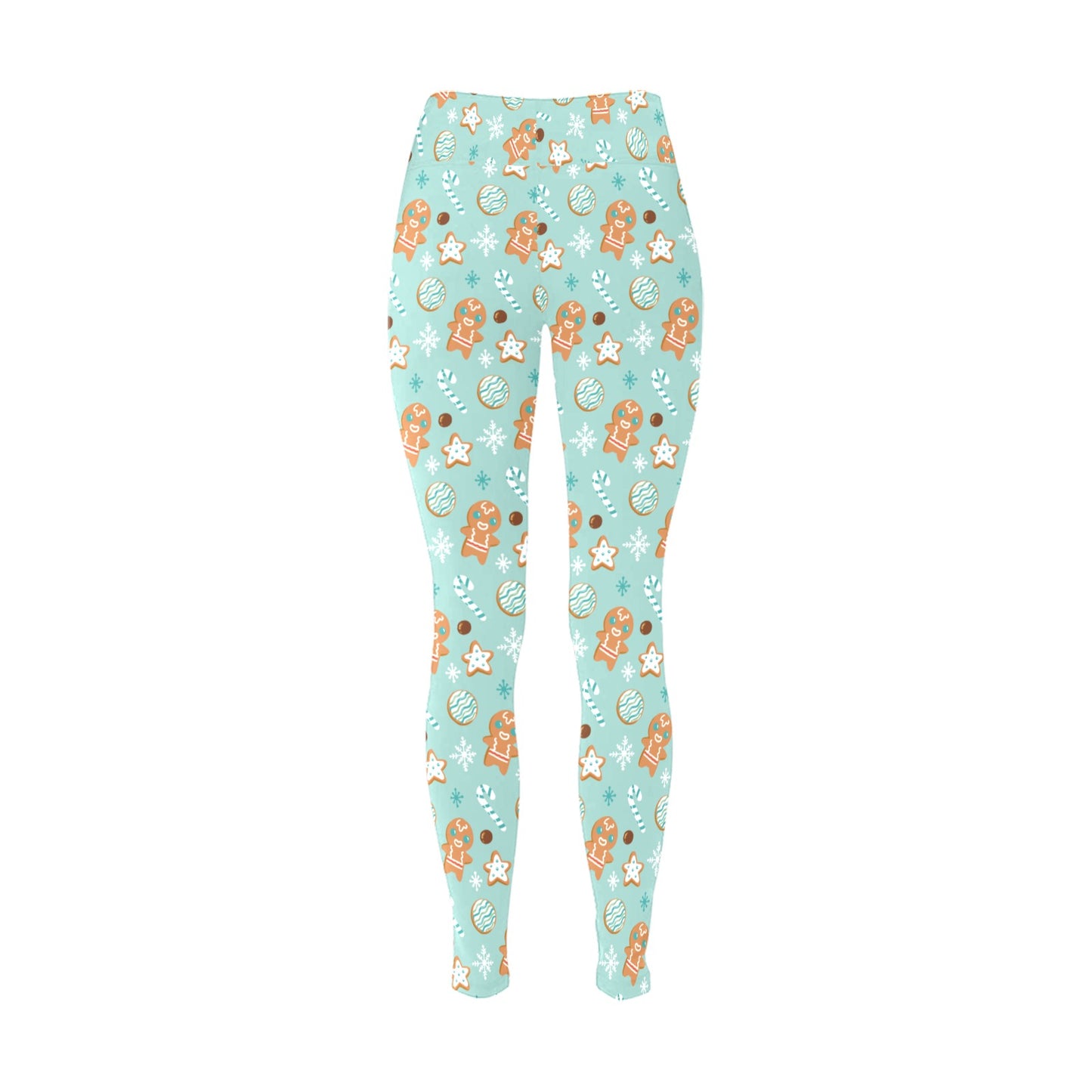 Light Blue Gingerbread Man Christmas Running Women's Workout Leggings