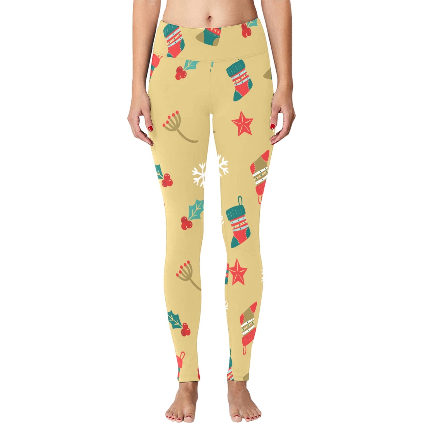 Tan Christmas Running Women's Workout Leggings