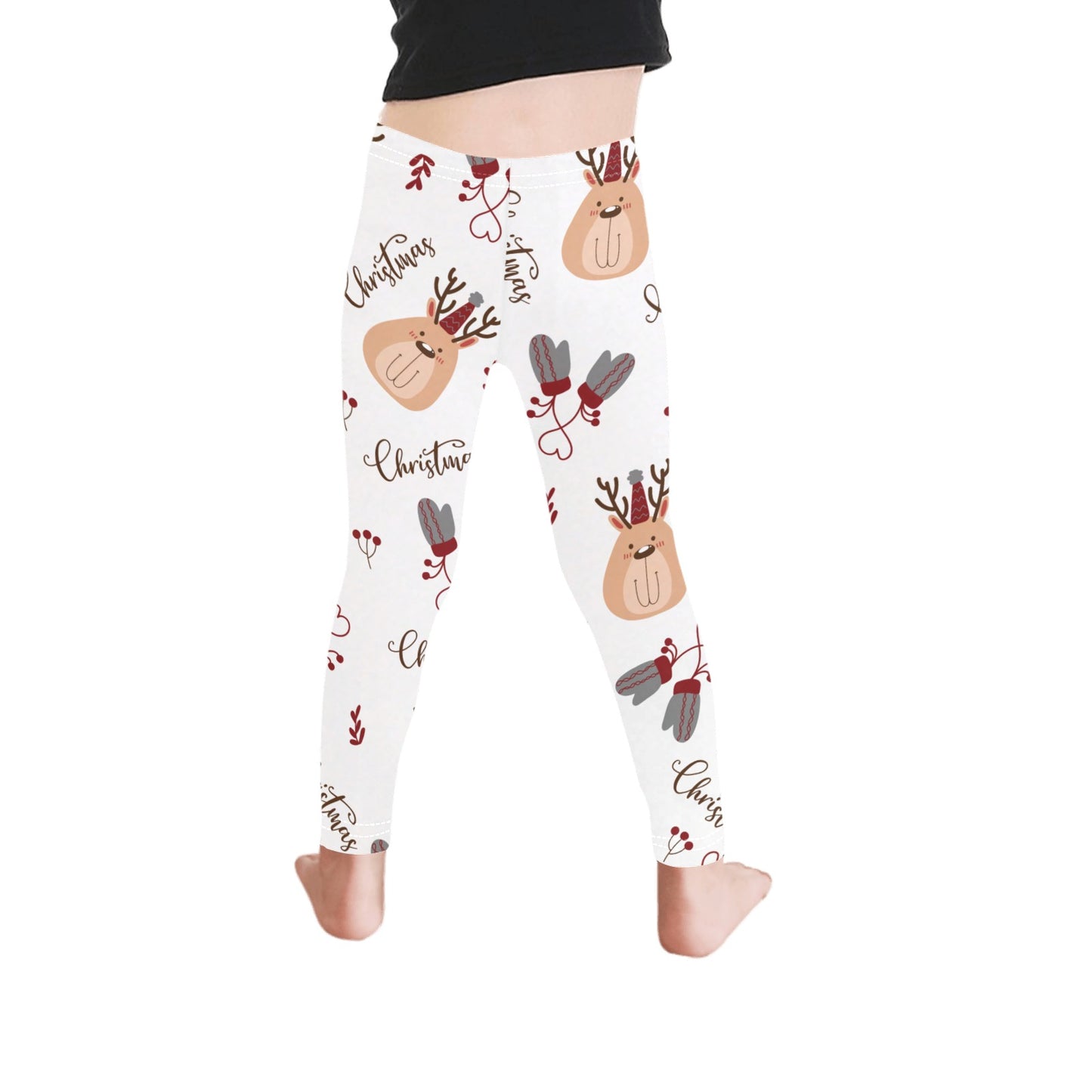 Christmas Reindeer All-Over Print Leggings for Girls