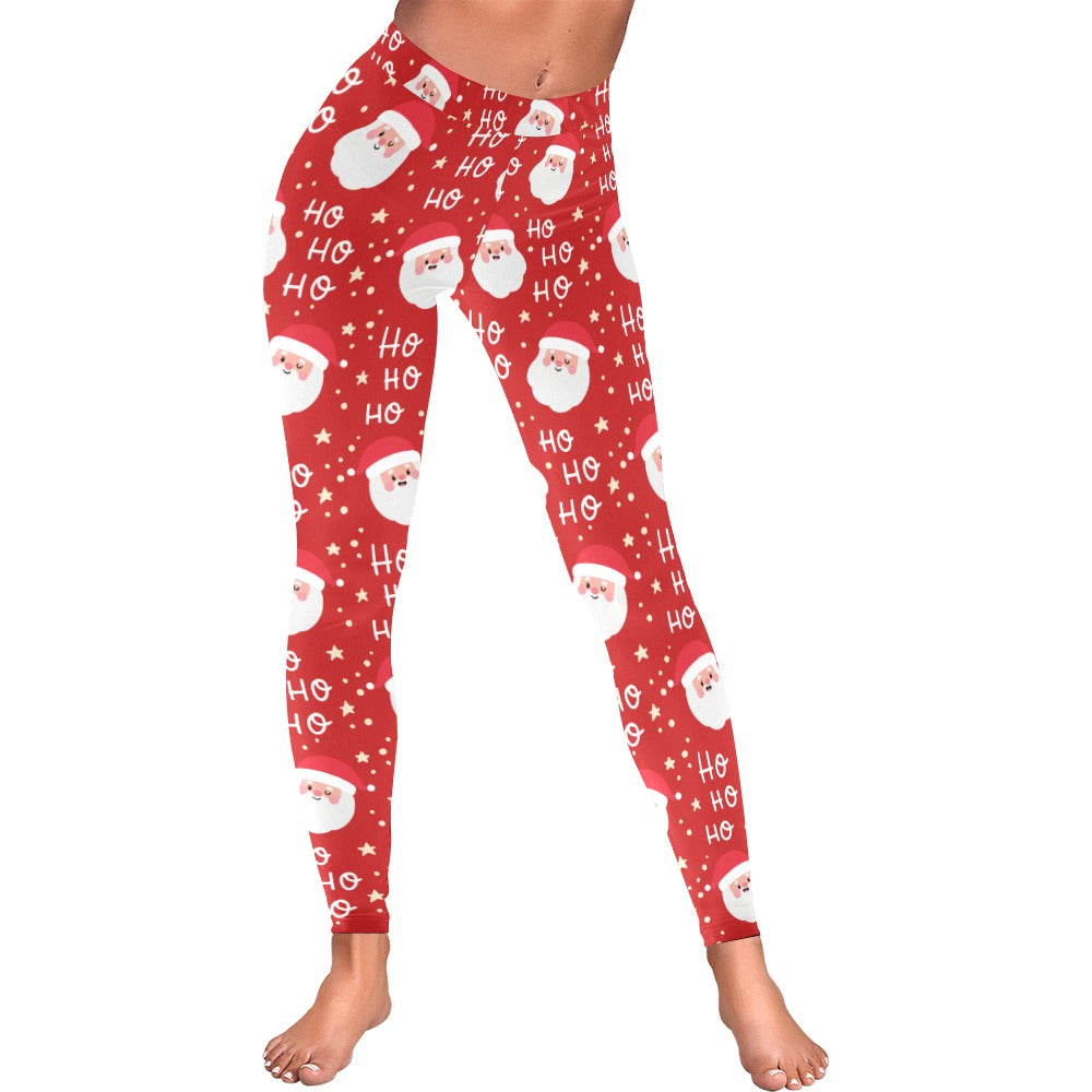 Red Santa Ho Ho Ho Christmas Women's All-Over Low Rise Leggings