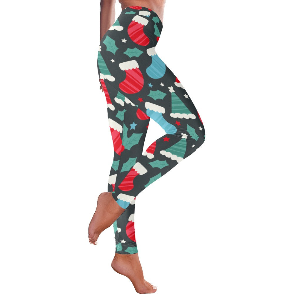 Festive Christmas Stockings & Caps Women's Leggings