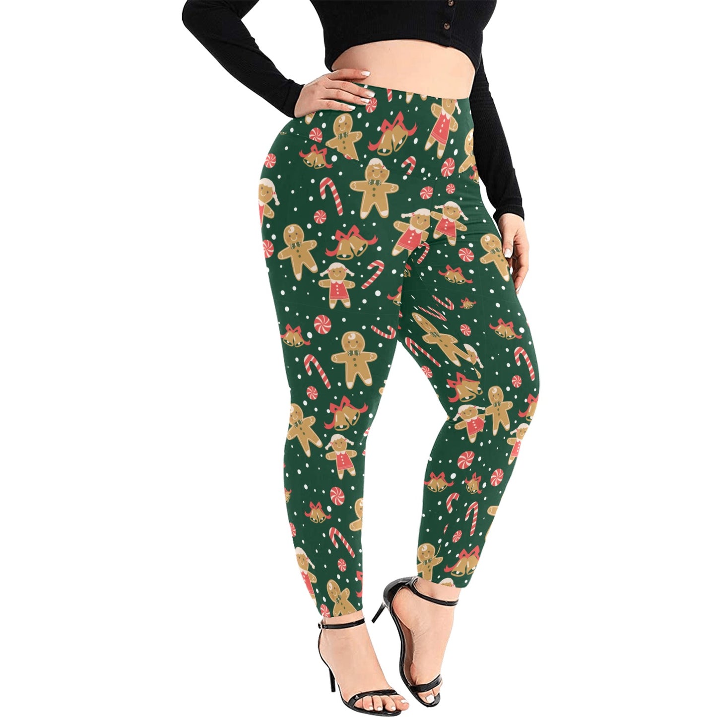 Christmas Gingerbread Family Plus Size High Waist Leggings