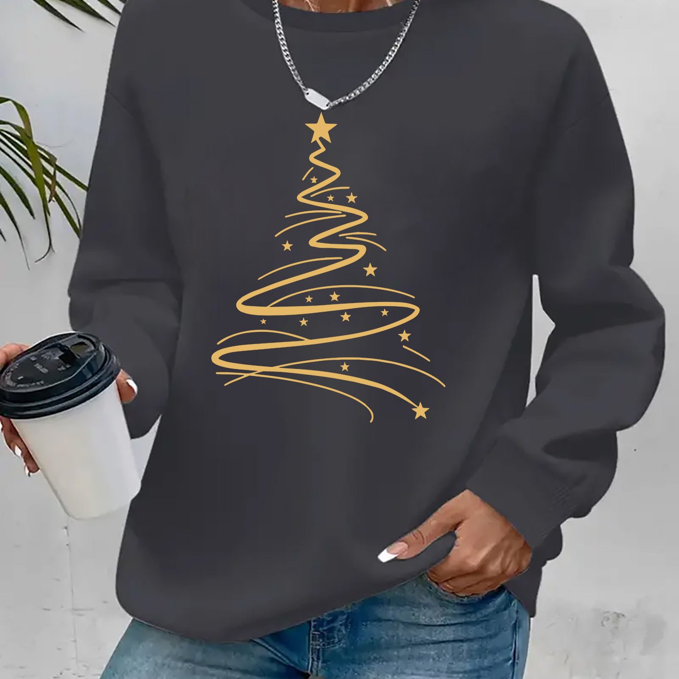 Women's Casual Christmas Print Long Sleeve Sweatshirt