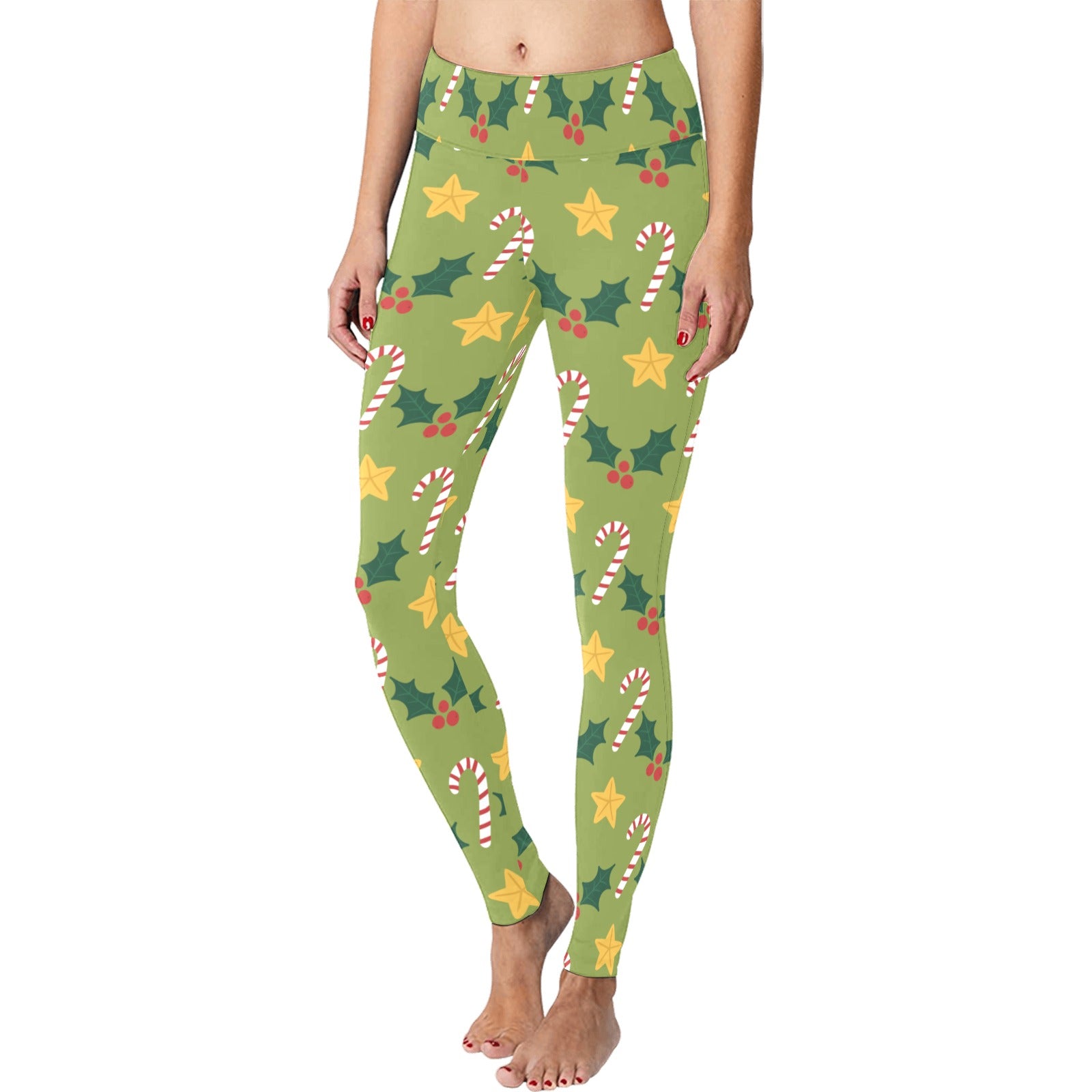 Green Christmas Running Women's Workout Leggings