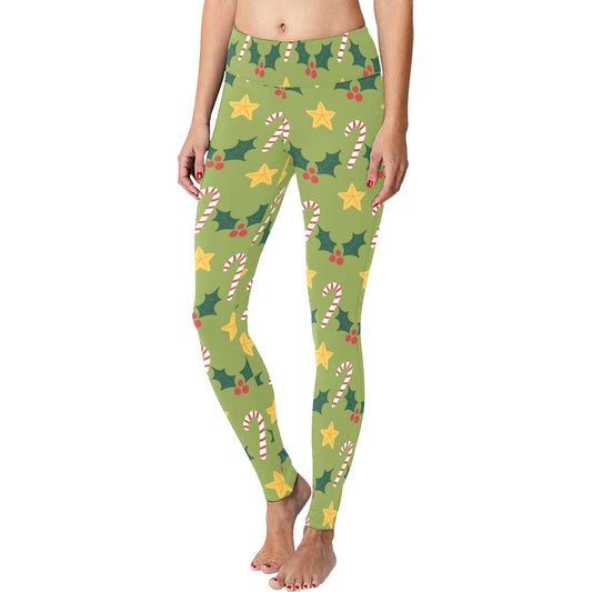 Green Christmas Running Women's Workout Leggings