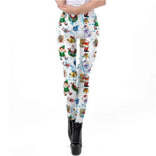 Women Plus Size Christmas Bell Tree Print Leggings