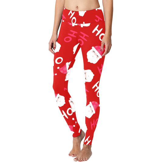 Red Santa Ho Ho Ho Christmas Running Women's Workout Leggings