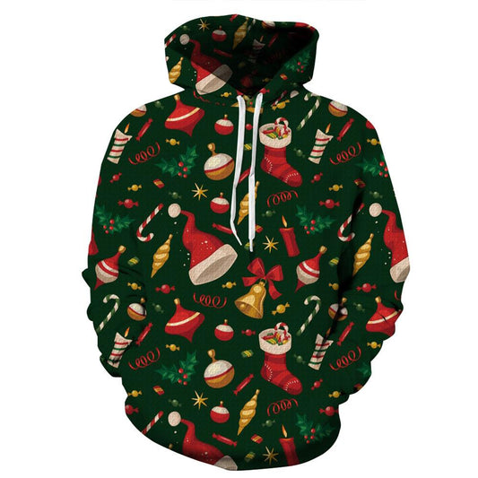 Festive Christmas Hoodies with 3D Bell Pattern