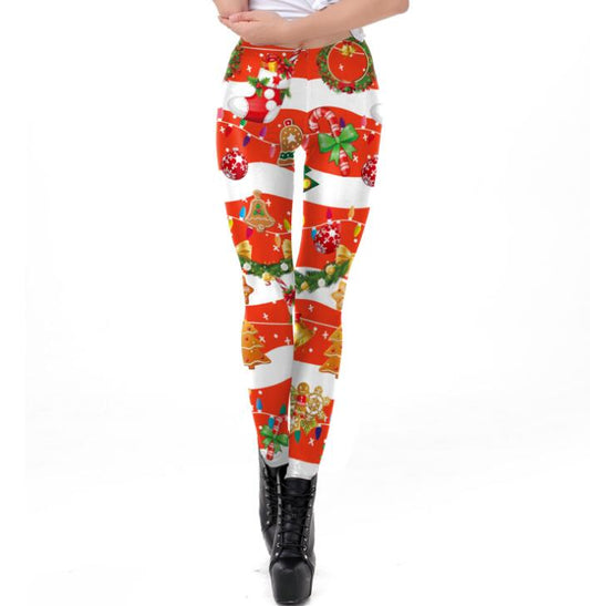 Festive Snowflake Tree Leggings for Women Plus Size