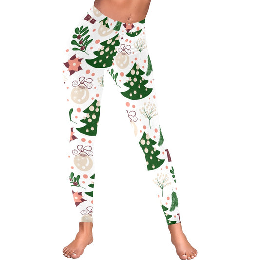 Christmas Tree & Ornaments Low Rise Leggings for Women