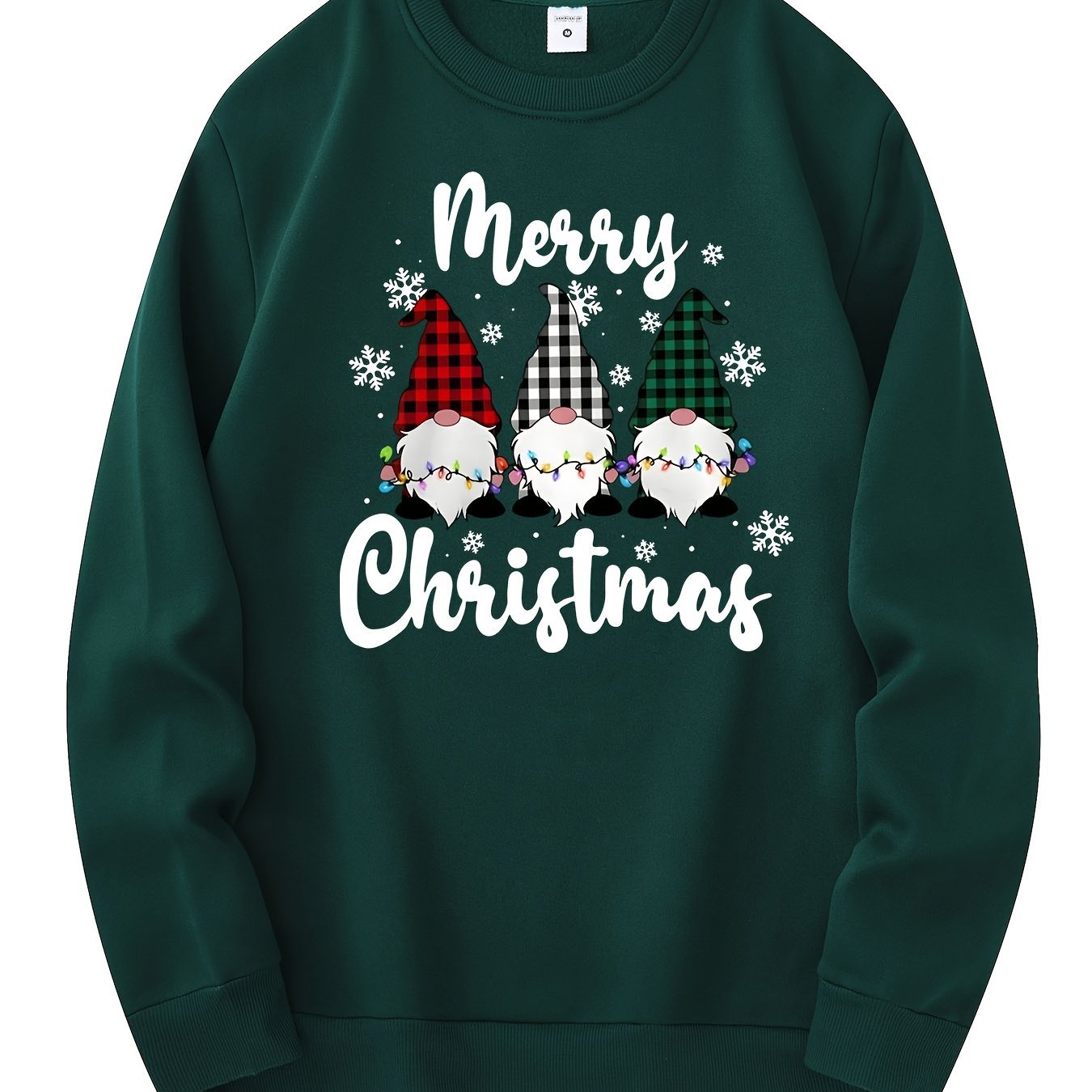 Men's Christmas Gnome Graphic Sweatshirt - Olive Green Casual Wear