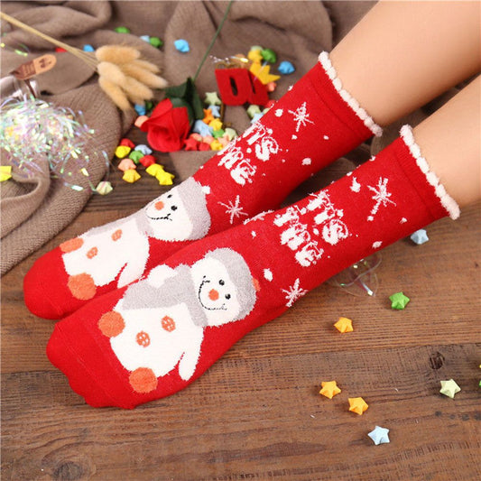 Cozy Christmas Themed Cotton Socks for Women