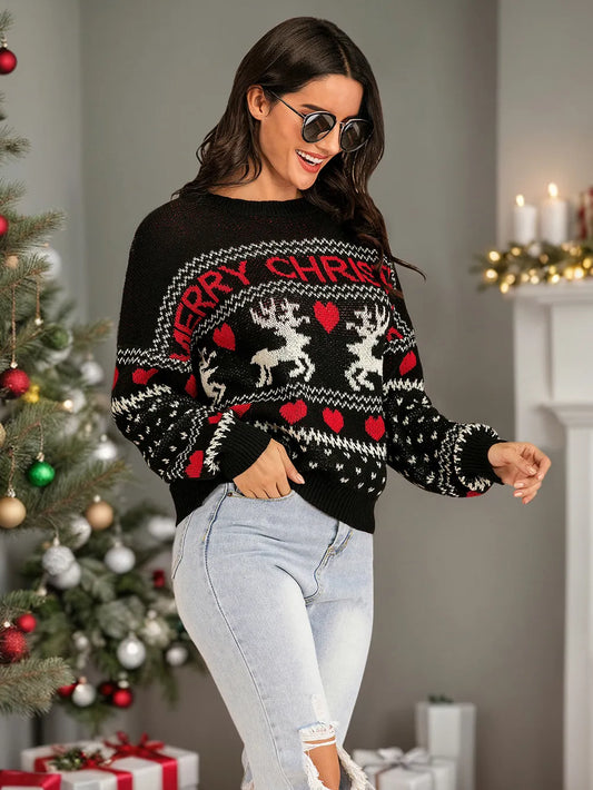 Festive Christmas Element Round Neck Sweater