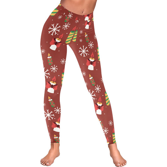 Festive Christmas Candle All-Over Low Rise Leggings