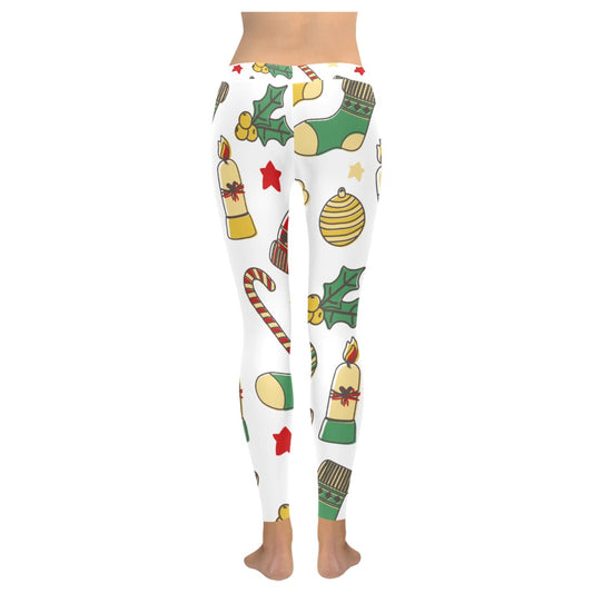 Festive White Christmas Women's All-Over Low Rise Leggings