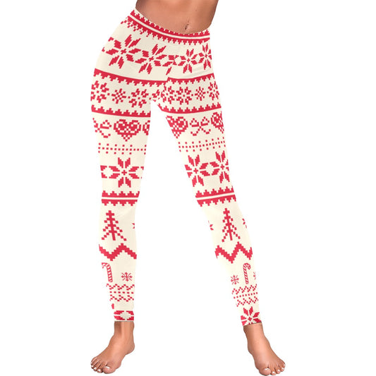 Festive Christmas Quilt Pattern Women's Low Rise Leggings