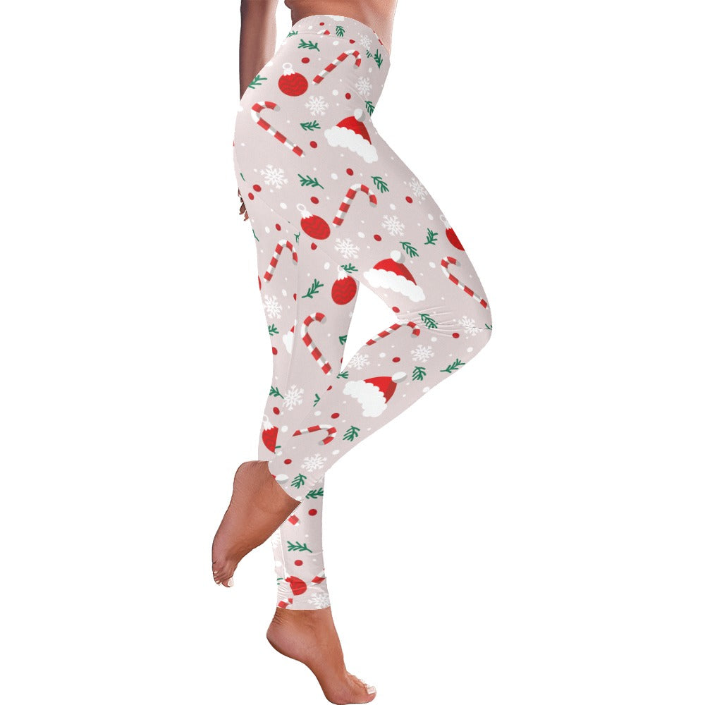 Playful Peppermint Candy Cane Christmas Leggings