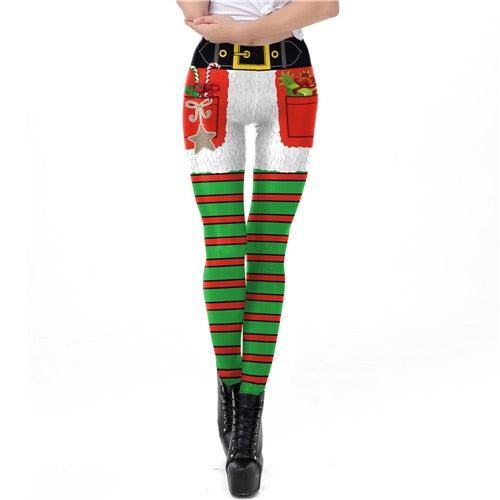 Christmas Winter Stripe Tribal Leggings for Women