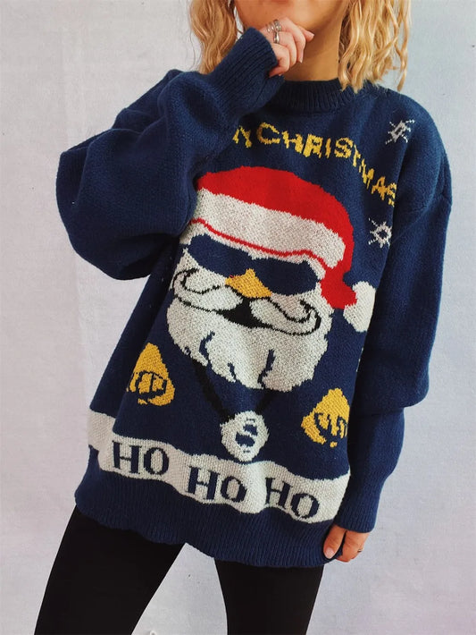 Santa Claus Round Neck Long Sleeve Sweater