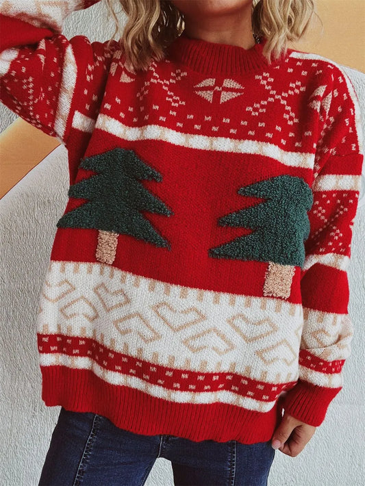 Whimsical Christmas Tree Jacquard Sweater