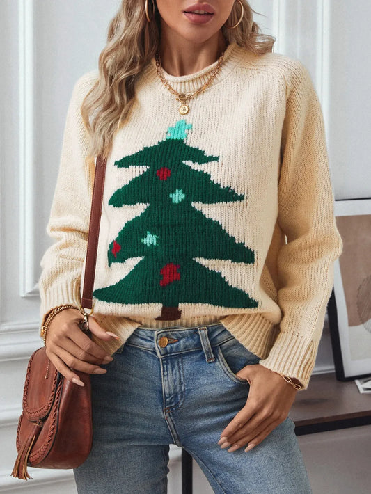 Festive Christmas Tree Raglan Sleeve Sweater