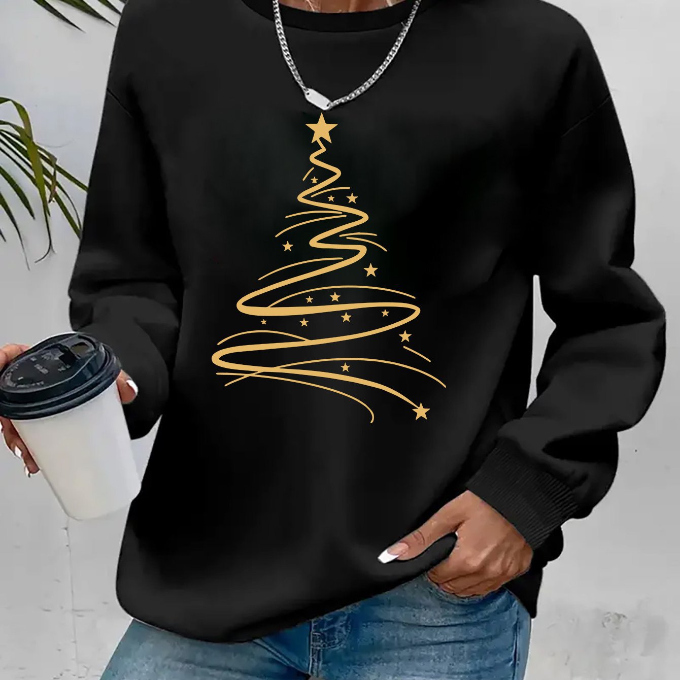 Women's Casual Christmas Print Long Sleeve Sweatshirt