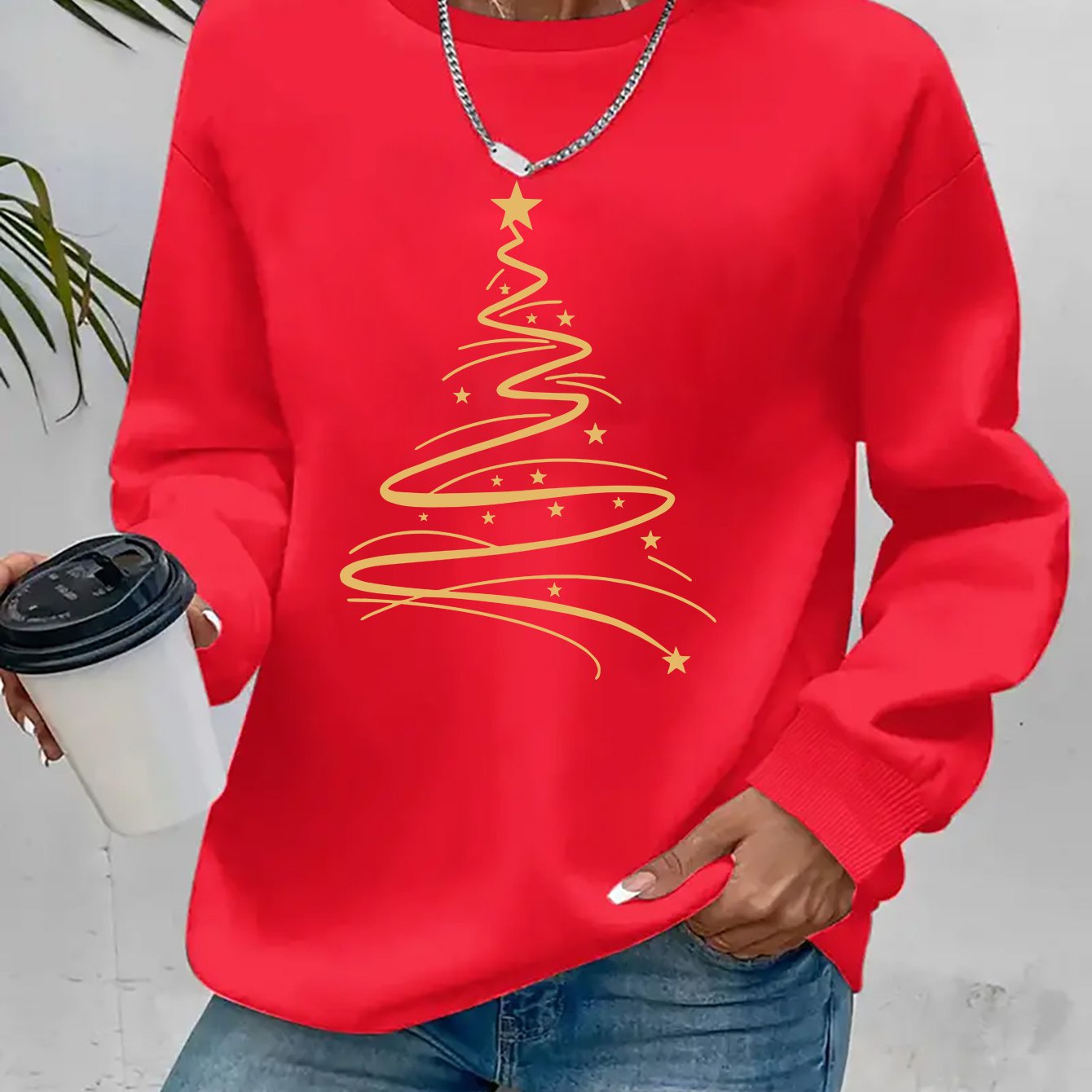 Women's Casual Christmas Print Long Sleeve Sweatshirt