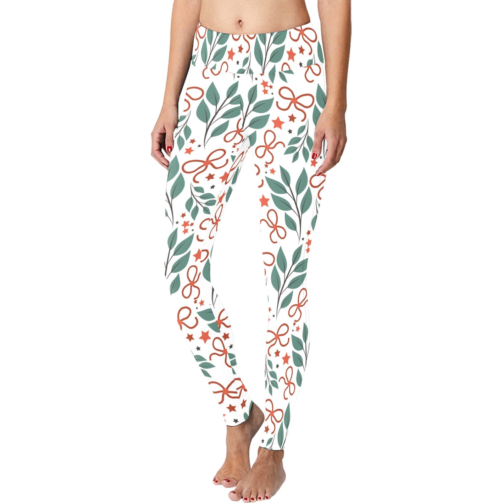 Christmas Running White Mistletoe Women's Workout Leggings