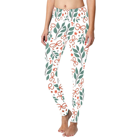 Christmas Running White Mistletoe Women's Workout Leggings