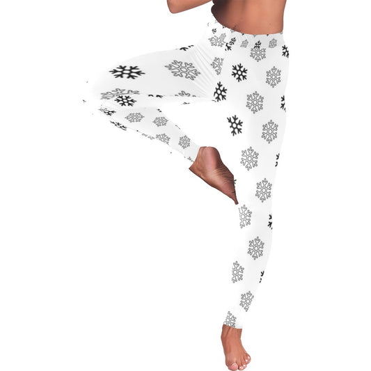 Festive Black and White Women's All-Over Low Rise Leggings
