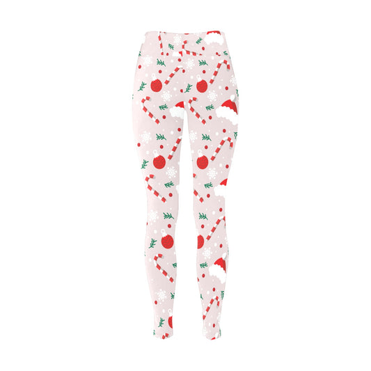 Candy Cane Santa Hat Christmas Running Women's Workout Leggings