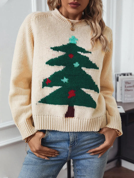 Festive Christmas Tree Raglan Sleeve Sweater