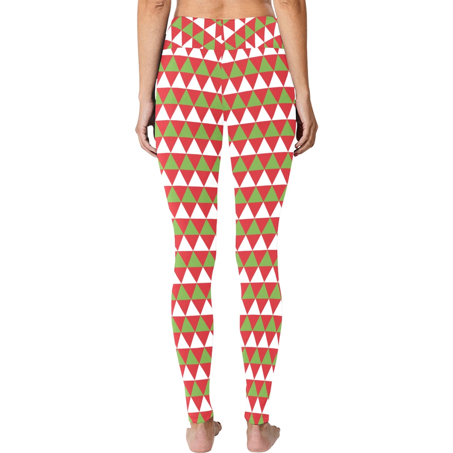 Red Green White Christmas Running Women's Workout Leggings