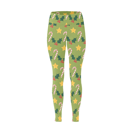 Green Christmas Running Women's Workout Leggings