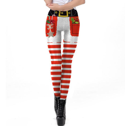 Festive Stripe Tribal Christmas Leggings for Women