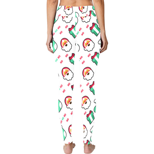 White Ho Ho Ho Santa Stocking Gifts Christmas Running Women's Workout Leggings