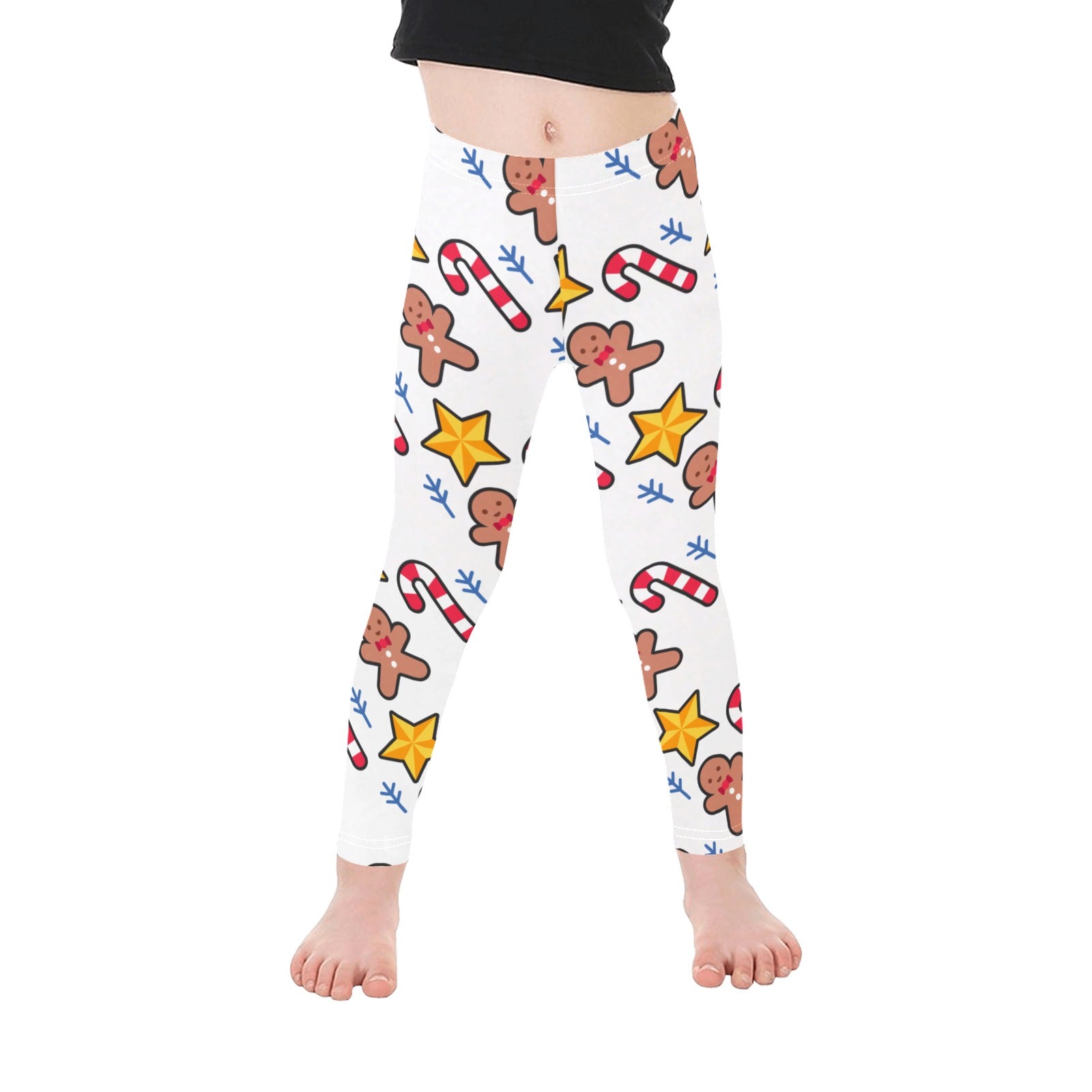 Candy Cane Gingerbread Star All-Over Print Girls Leggings