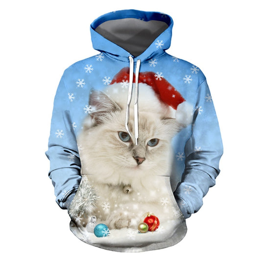 Unisex Funny Christmas Cat Snowman Sweater with Pockets