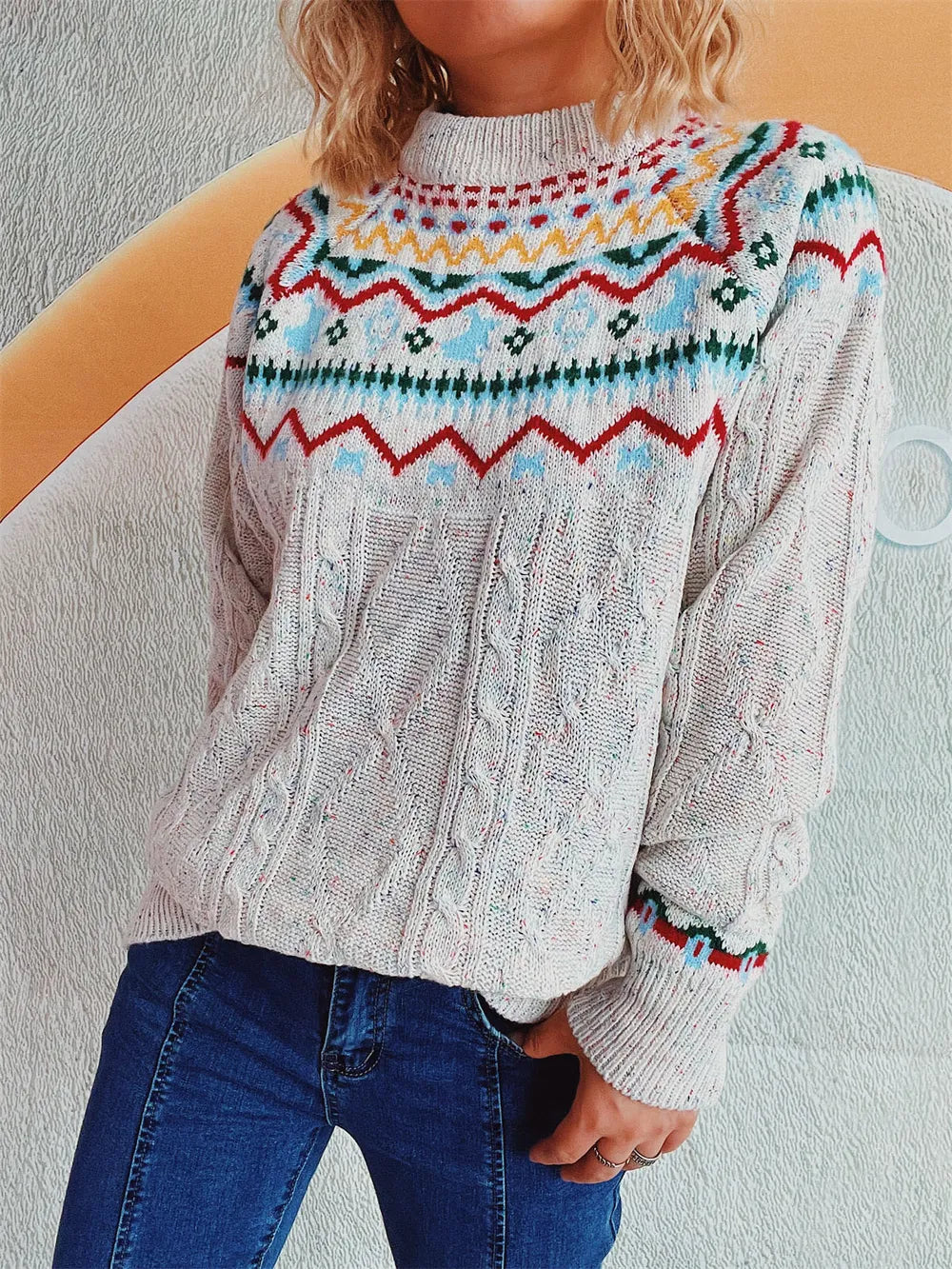 Cozy Christmas Fried Dough Twists Pullover Sweater