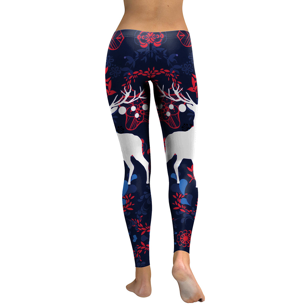 Sika Deer Print Christmas Leggings for Women