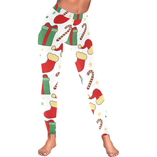 Festive Candy Cane Women's All-Over Low Rise Leggings