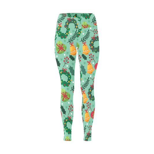 Green Wreath Christmas Running Women's Workout Leggings
